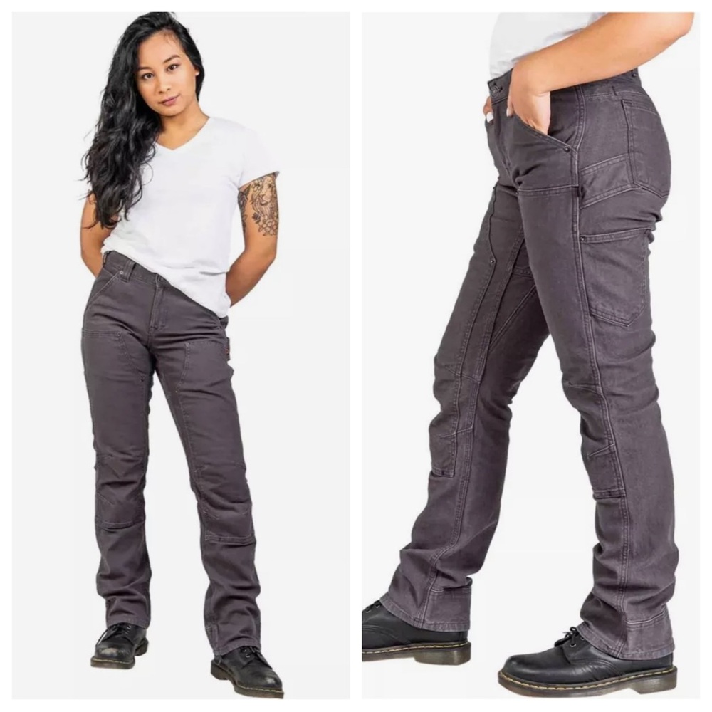 Dovetail Workwear Pants Womens 2 Gray Britt Utility Stretch Canvas Double Knee